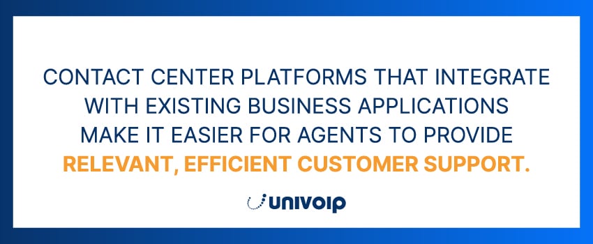 Contact center platforms that integrate with existing business applications make it easier for agents to provide relevant, efficient customer support.