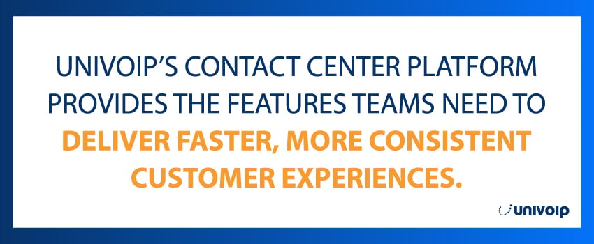 UniVoIP’s Contact Center platform provides the features teams need to deliver faster, more consistent customer experiences.