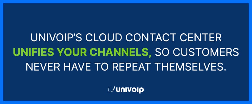 UniVoIP’s cloud contact center unifies your channels, so customers never have to repeat themselves.