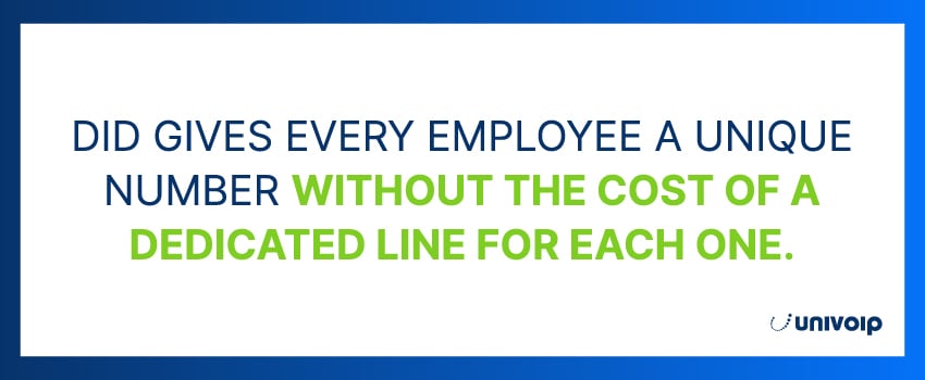 DID gives every employee a unique number without the cost of a dedicated line for each one.
