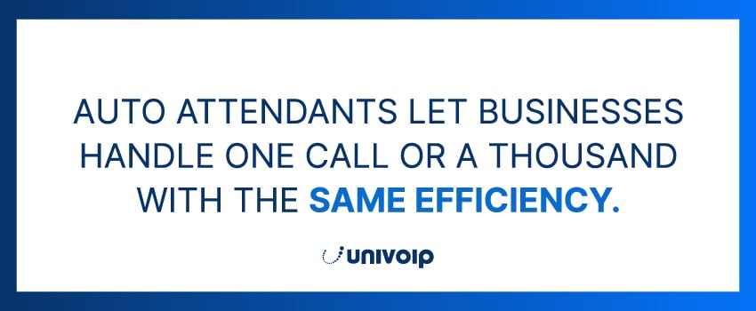 Auto attendants let businesses handle one call or a thousand with the same efficiency.