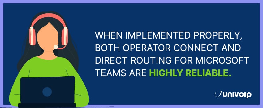 When implemented properly, both Operator Connect and Direct Routing for Microsoft Teams are highly reliable.