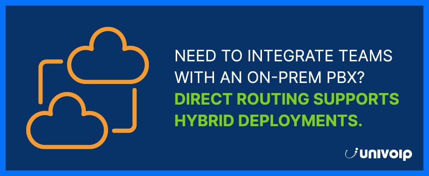 Need to integrate Teams with an on-prem PBX? Direct Routing supports hybrid deployments.