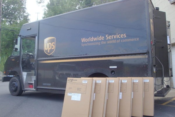 UPS delivery van with packages