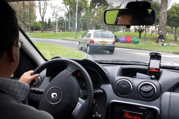 An Uber driver in Bogotá, Colombia