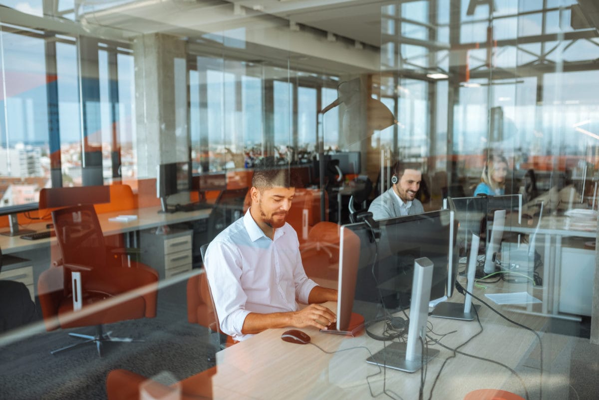 workers in a call center