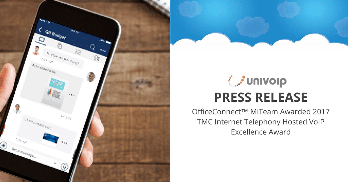OfficeConnect™ MiTeam Awarded 2017 TMC Internet Telephony Hosted VoIP Excellence Award